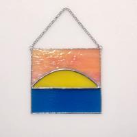 Sunset Stained Glass Suncatcher, Beach Sunset Glass Art