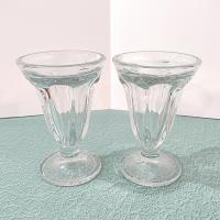 Vintage Retro Ice Cream Footed Sundae Dessert Glasses, Vintage Fountainware