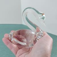 Vintage Crystal Glass Swan Figurine Paperweight, Crystal Anniversary Gift