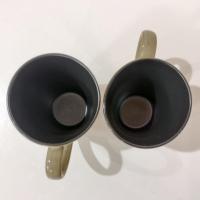 Vintage Brown and Tan Swirled Ceramic Coffee Tea Mugs, Set of Two, Oversized Stoneware Mugs