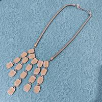 Vintage Talbots Tan Yellow Acrylic Cascade Statement Bib Necklace with Gold Tone Snake Chain, Adjustable Length 20" to 22"