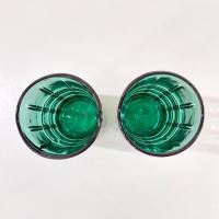 Vintage Anchor Hocking Dark Green Tartan Flat Iced Tea Glasses Tumblers, Set of Two