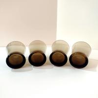 Anchor Hocking Linden Mocha Smoky Brown Short Flat Tumblers, Set of Four, Vintage Rocks Whiskey Glasses