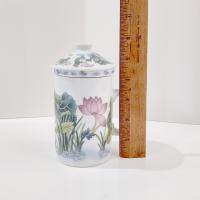 Floral Butterfly Tea Mug with Infuser Strainer and Lid, Covered Coffee Tea Cup