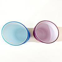 Vintage Bamboo Tiki Tumblers, Ribbed Plastic Blue and Purple Luau Drinkware, Set of Two