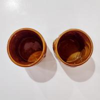 Vintage Ceramic Tiki Mugs, Set of Two, 2002 Accoutrements Double Sided Two Face Tiki Cups, Tropical Barware, Tiki Man Pot Planter