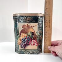 Vintage Natco Fruit Apples Grapes Basket Storage Tin, Original Double Chocolate Chip Cookies Tin Container