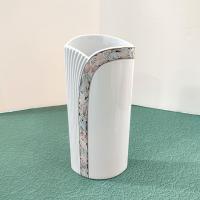 Vintage Kaiser West Germany Tivoli Art Deco Vase, White Vase with Floral Hand Painted Design