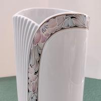 Vintage Kaiser West Germany Tivoli Art Deco Vase, White Vase with Floral Hand Painted Design