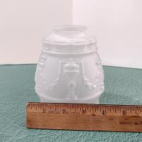 Vintage Classical Urn Torch and Drape Frosted Shades, Set of Two