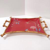 Vintage Hand Painted Tracy Porter The Artesian Road Ceramic Serving Tray Platter, Peacock Floral Design