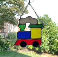 Stained Glass Train Suncatcher / Christmas Tree Ornament, Custom Colors Available