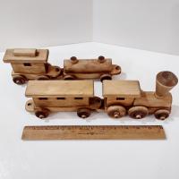 Vintage Wooden Train Rolling Child's Push Toy, Clip Clop Lapps Toys Handcrafted Amish Toy