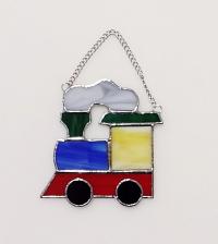 Stained Glass Train Suncatcher / Christmas Tree Ornament, Custom Colors Available