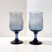 Vintage Libbey Dusky Blue Wine Glasses, Set of Two