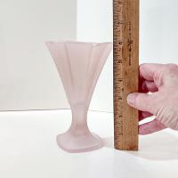 Vintage Luminarc France Frosted Pink Glass Parfait Sundae Dessert Glasses, Set of Four, Tulip Shaped Pastel Pink Glassware