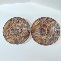 Vintage Turkish Art Glass Serving Bowl, Reverse Painted Peacock Swirl Design
