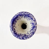 Vintage Turtle Blue and White Speckled Soapstone Bud Vase, African Carved Soapstone Vase