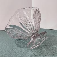 Antique Fostoria No 1578 Tuxedo Footed Clear Glass Fruit Bowl, Circa 1908, EAPG Paneled Button and Cane Decorative Centerpiece Bowl