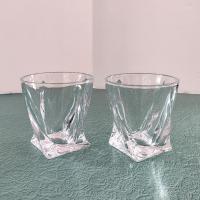 Vintage Mikasa Motion Double Old Fashioned Glasses, Set of Two, Twisted Whiskey Glasses
