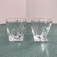 Vintage Mikasa Motion Double Old Fashioned Glasses, Set of Two, Twisted Whiskey Glasses