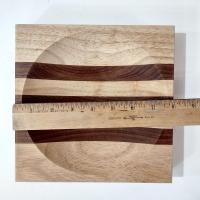 Vintage Wooden Ulu Chopping Bowl and Cutting Board, Birch and Walnut Wood Inlay 8 Inch Board