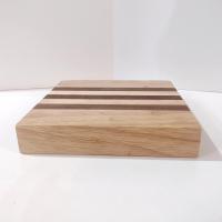 Vintage Wooden Ulu Chopping Bowl and Cutting Board, Birch and Walnut Wood Inlay 8 Inch Board