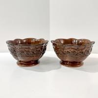 Vintage Home and Garden Party Venetian Brown Glazed Ceramic Bowls, Set of Two, Celebrating Home 16 Ounce Bowls