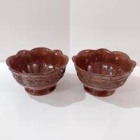 Vintage Home and Garden Party Venetian Brown Glazed Ceramic Bowls, Set of Two, Celebrating Home 16 Ounce Bowls