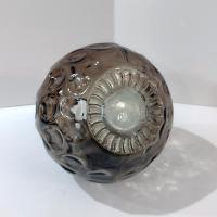 Vintage San Miguel Amber Brown Round Globe Thumbprint Recycled Glass Vase