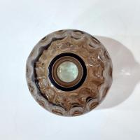 Vintage San Miguel Amber Brown Round Globe Thumbprint Recycled Glass Vase