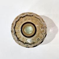Vintage San Miguel Amber Round Globe Thumbprint Recycled Glass Vase