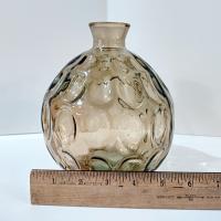 Vintage San Miguel Amber Round Globe Thumbprint Recycled Glass Vase