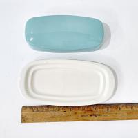 Vintage Homer Laughlin Vista Orbit Turquoise Aqua Blue Covered Butter Dish, Retro 1960's MCM Dinnerware