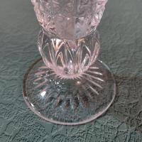 Vintage Star Cut Crystal Flower Vase, 8 Inch Lead Crystal Footed Vase made by Fostoria for Princess House