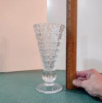 Vintage Star Cut Crystal Flower Vase, 8 Inch Lead Crystal Footed Vase made by Fostoria for Princess House