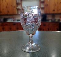 Vintage Hand Cut Crystal Wine Glasses with Star and Pinwheel Design, Set of Seven, Lead Crystal Water Goblets