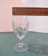 Vintage Hand Cut Crystal Wine Glasses with Star and Pinwheel Design, Set of Seven, Lead Crystal Water Goblets