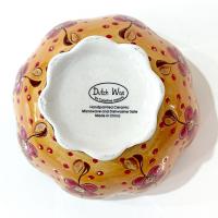 Vintage Anthropologie Hand Painted Floral Scalloped Bowl, Dutch Wax Coastal Imports Ceramic Bowl