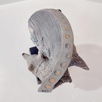 Vintage Rick Cain Moon Walk Two Sided Wolf Sculpture, 1993 Limited Edition Animal Figurine 1475/2000