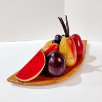 Vintage Hand Carved Wooden Fruit Platter Centerpiece