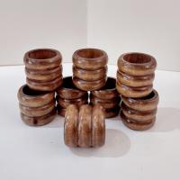 Vintage Wooden Napkin Rings, Set of 8