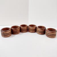 Vintage Wooden Napkin Rings, Set of 6