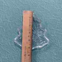 Vintage Clear Glass Christmas Tree Trinket Candy Sauce Dish, Poinsettia Leaf and Stars Christmas Tree Shaped Dish