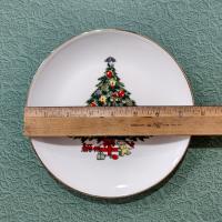 Vintage Christmas Tree Dessert Salad Appetizer Plates, Set of Four, Jamestown China Christmas Treasure Holiday Plates