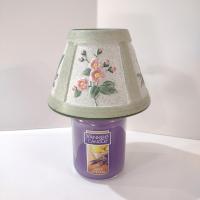 Vintage Yankee Candle Ceramic Shade Jar Topper, Green, Purple, Pink Beige Floral Design