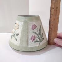 Vintage Yankee Candle Ceramic Shade Jar Topper, Green, Purple, Pink Beige Floral Design