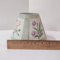 Vintage Yankee Candle Ceramic Shade Jar Topper, Green, Purple, Pink Beige Floral Design