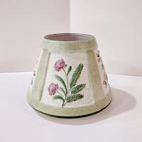 Vintage Yankee Candle Ceramic Shade Jar Topper, Green, Purple, Pink Beige Floral Design