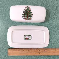Vintage Yule Tide Ceramic Butter Dish, Georges Briard Holiday Christmas Dinnerware